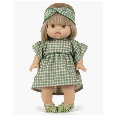 Robe Daisy Vichy vert et son headband croisé / Minikane